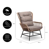 Dex lounge balkonset 2 personen | wicker + aluminium | Bamboo Taupe | 4-delig