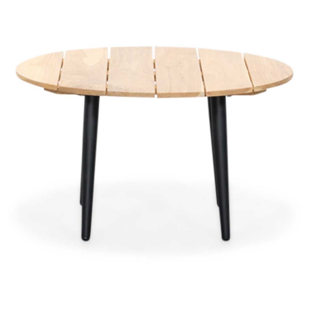 Palermo hoek loungeset met tussenmodule & teak tafels 6 personen | aluminium + touw | Sahara Dust | 7-delig - 230x294cm