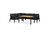 Gerona dining loungeset 6 personen | aluminium + teakhout | antraciet | 4-delig - 263x203cm