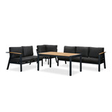 Gerona dining loungeset 6 personen | aluminium + teakhout | antraciet | 4-delig - 263x203cm