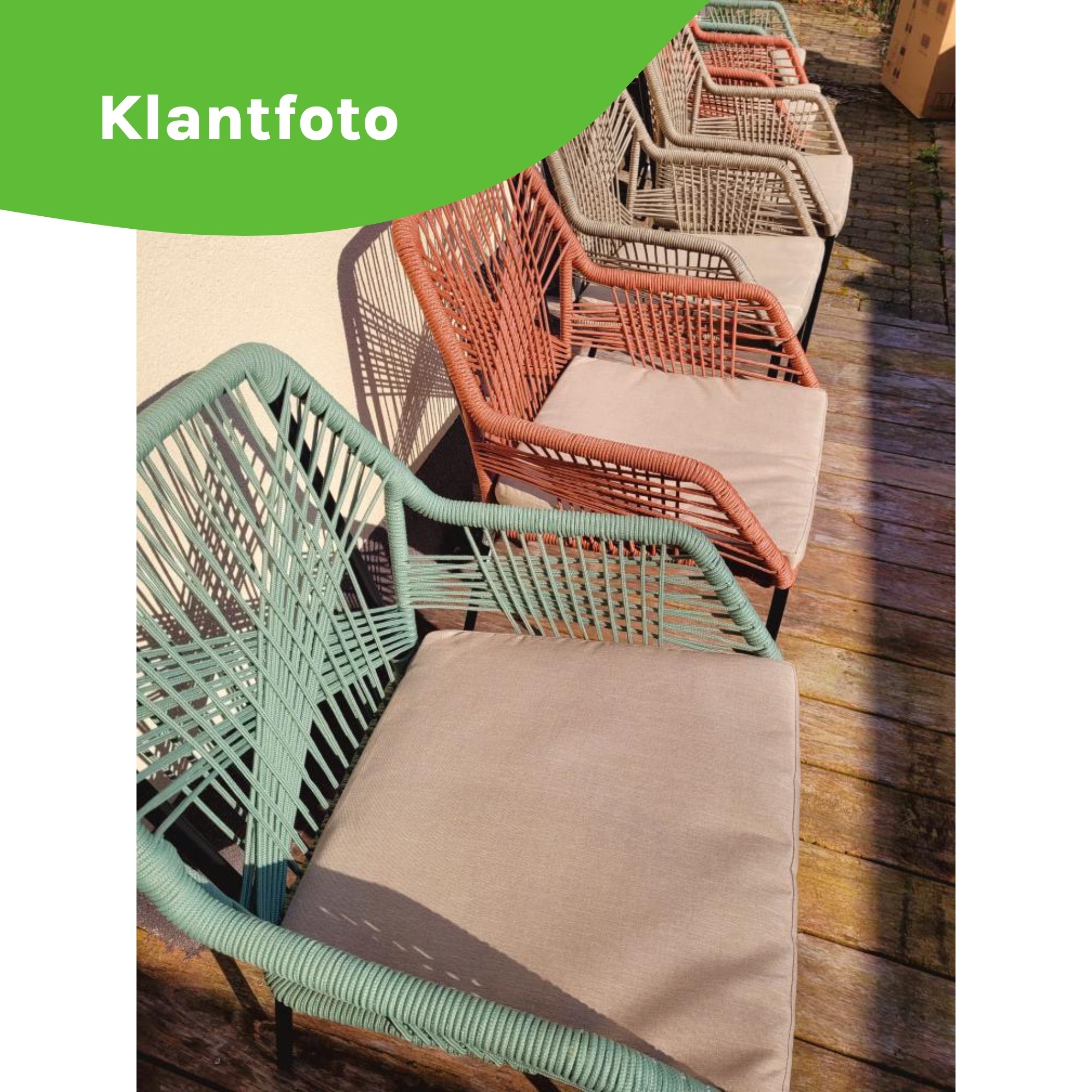 Manchester Natural/Seville mint dining tuinset | 6 personen | polywood + touw | 205cm