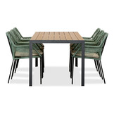 Manchester Natural/Seville mint dining tuinset | 6 personen | polywood + touw | 205cm