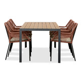 Manchester Natural/Seville terra dining tuinset | 6 personen | polywood + aluminium | 205cm