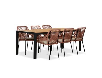 Manchester Natural/Seville terra dining tuinset | 6 personen | polywood + aluminium | 205cm