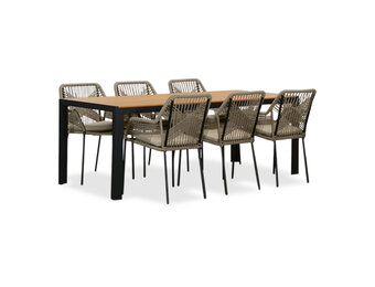 Manchester Natural/Seville zand dining tuinset | 4 personen | polywood + aluminium | 205cm