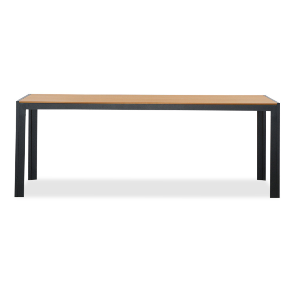 Manchester Natural/Seville zwart dining tuinset | 6 personen | polywood + touw | 205cm