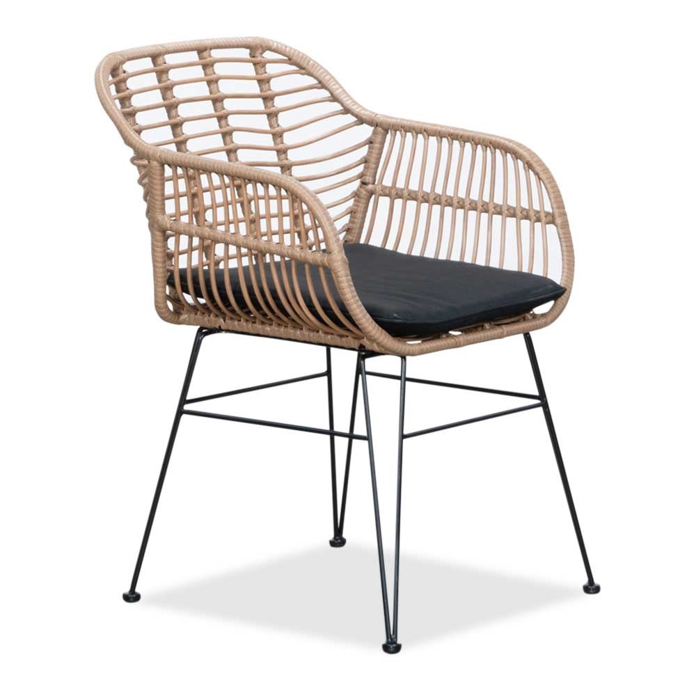 Manchester Natural/Lola dining tuinset | 6 personen | polywood + wicker | 205cm