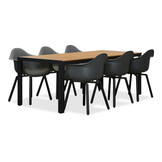 Manchester Natural/Montreux dining tuinset | 6 personen | polywood + kunststof | 205cm