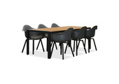 Manchester Natural/Montreux dining tuinset | 6 personen | polywood + kunststof | 205cm