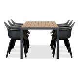 Manchester Natural/Montreux dining tuinset | 6 personen | polywood + kunststof | 205cm