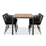 Manchester Natural/Napels dining tuinset | 6 personen | polywood + wicker | 205cm