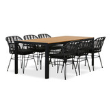 Manchester Natural/Napels dining tuinset | 6 personen | polywood + wicker | 205cm