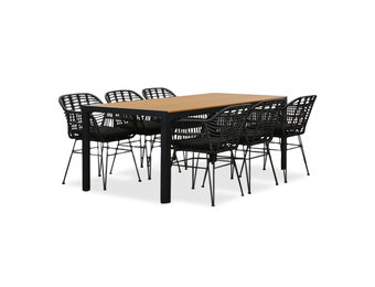 Manchester Natural/Napels dining tuinset | 6 personen | polywood + wicker | 205cm