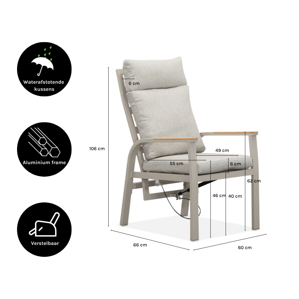 Annecy dining tuinstoel | aluminium + teakhout | beige