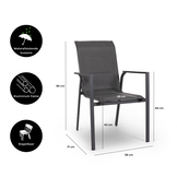 Toledo dining tuinstoel | aluminium + textileen | antraciet
