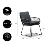 Harper dining tuinstoel | touw + rvs | Lava Grey