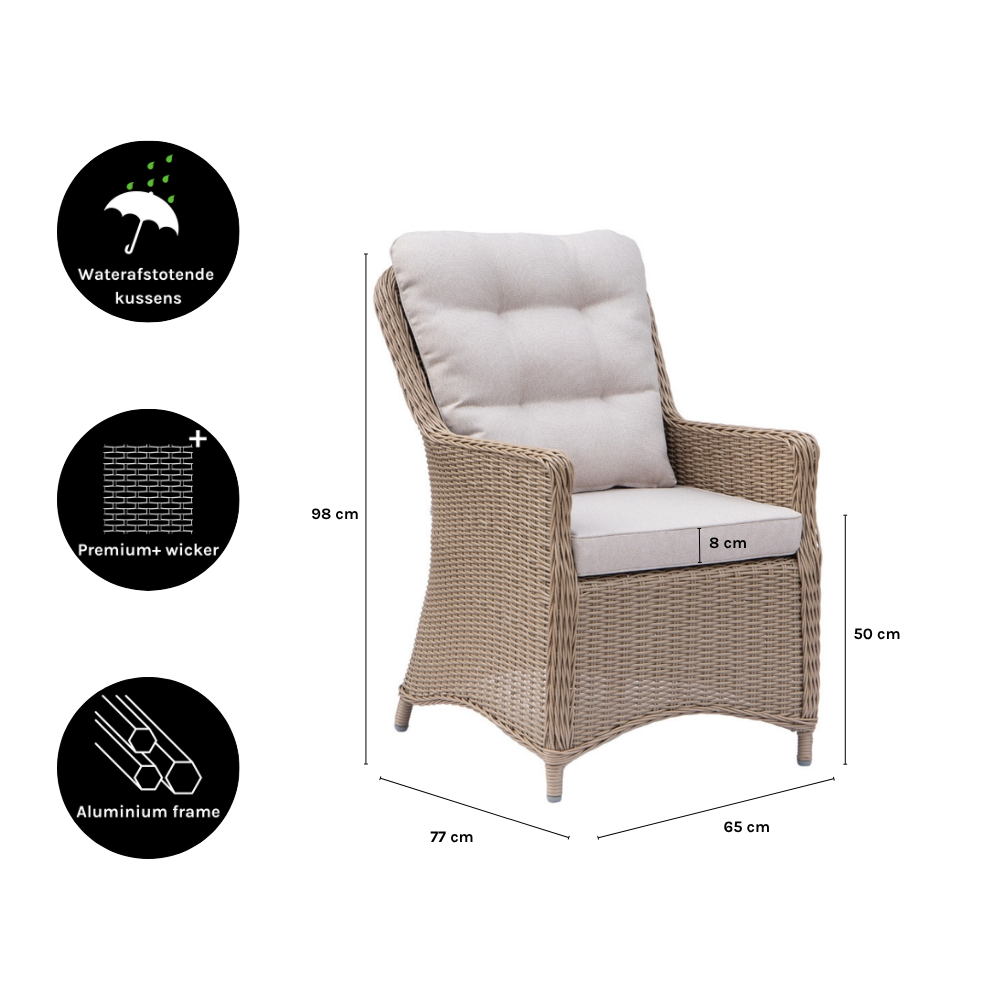 Madrid dining tuinstoel | wicker | Royal Sand