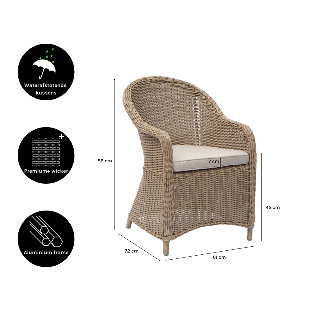 Toulouse dining tuinstoel | wicker | Royal Sand