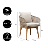Rochefort dining tuinstoel | touw + hardhout | zand