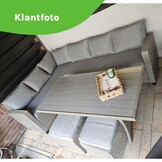 Stockholm dining loungeset met hockers 8 personen | wicker | grijs | 5-delig - 245x169cm