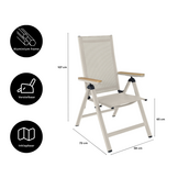 Norali dining tuinstoel verstelbaar | textileen + aluminium | beige