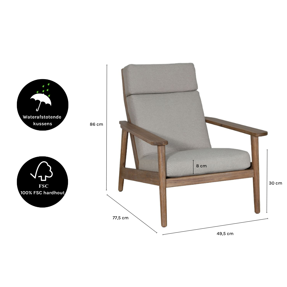 Maywood loungestoel tuin | hardhout | Light Brown