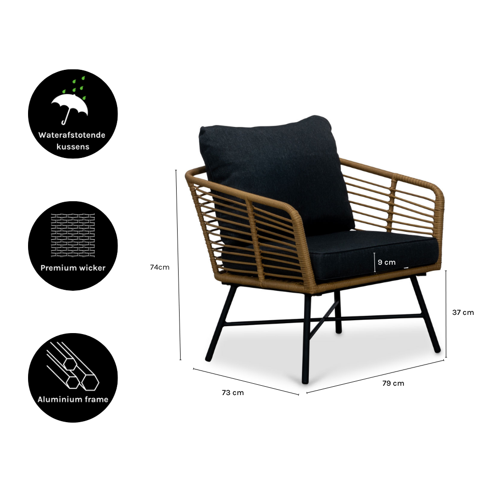 Flow loungestoel tuin | wicker + aluminium | Bamboo antraciet