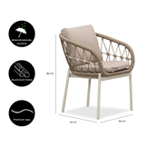 Dakota dining tuinstoel | touw + aluminium | beige/wit
