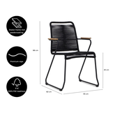 Gladys dining stoel | touw + staal | zwart