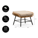 Dex voetenbank | wicker + aluminium | Bamboo taupe