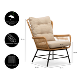 Dex loungestoel tuin | wicker + aluminium | Bamboo taupe