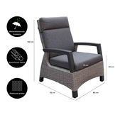 Prato brick loungestoel tuin verstelbaar | wicker + aluminium | antraciet