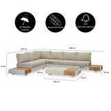 Verona hoek loungeset met all weather kussens 6 personen | aluminium + teakhout | beige | 4-delig - 345x275cm