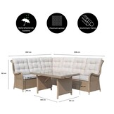Glasgow dining loungeset 6 personen | wicker | Royal Sand | 3-delig - 258x202cm