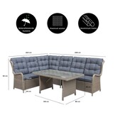 Glasgow dining loungeset 6 personen | wicker | Ash Grey | 3-delig - 258x202cm