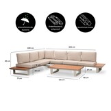 Nevada hoek loungeset 6 personen | aluminium + polywood | beige | 3-delig - 305x228cm