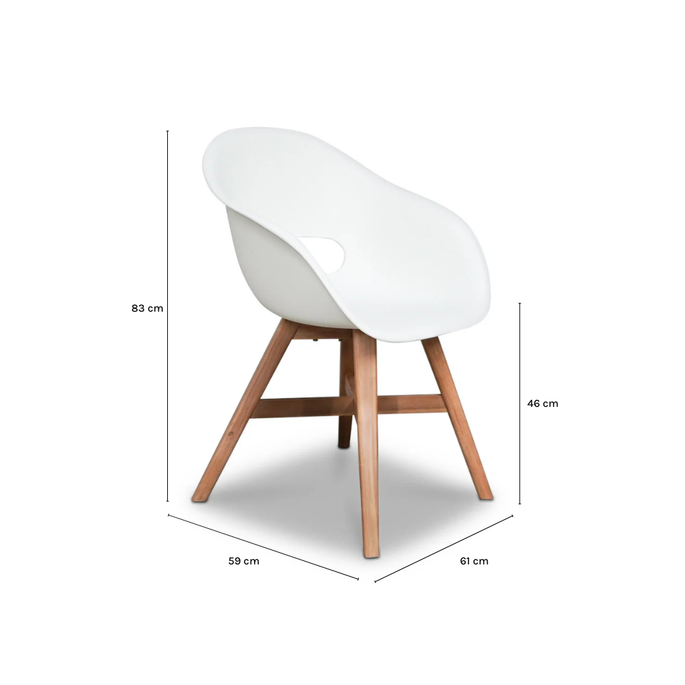 Karlstad dining tuinstoel | kunststof + hardhout | wit