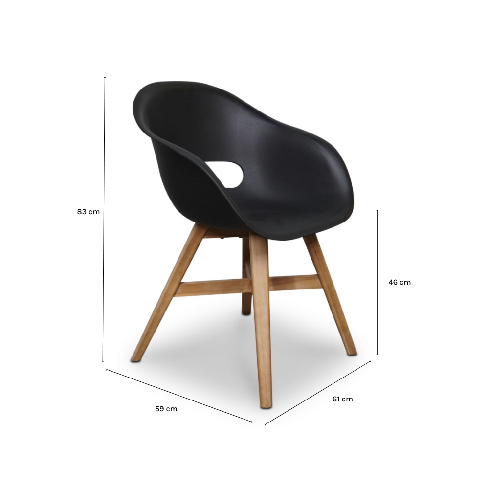 Karlstad dining tuinstoel | kunststof + hardhout | zwart