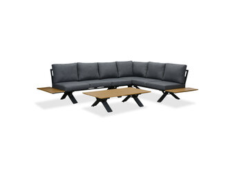 Genova hoek loungeset 6 personen | aluminium + polywood | antraciet | 3-delig - 308x234cm