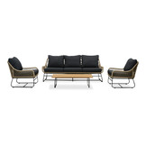 Portofino stoel-bank loungeset 5 personen | aluminium + teakhout | zand | 4-delig
