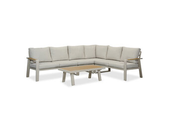 Lola hoek loungeset L-vorm 6 personen | aluminium + polywood | beige | 4-delig - 288x220cm