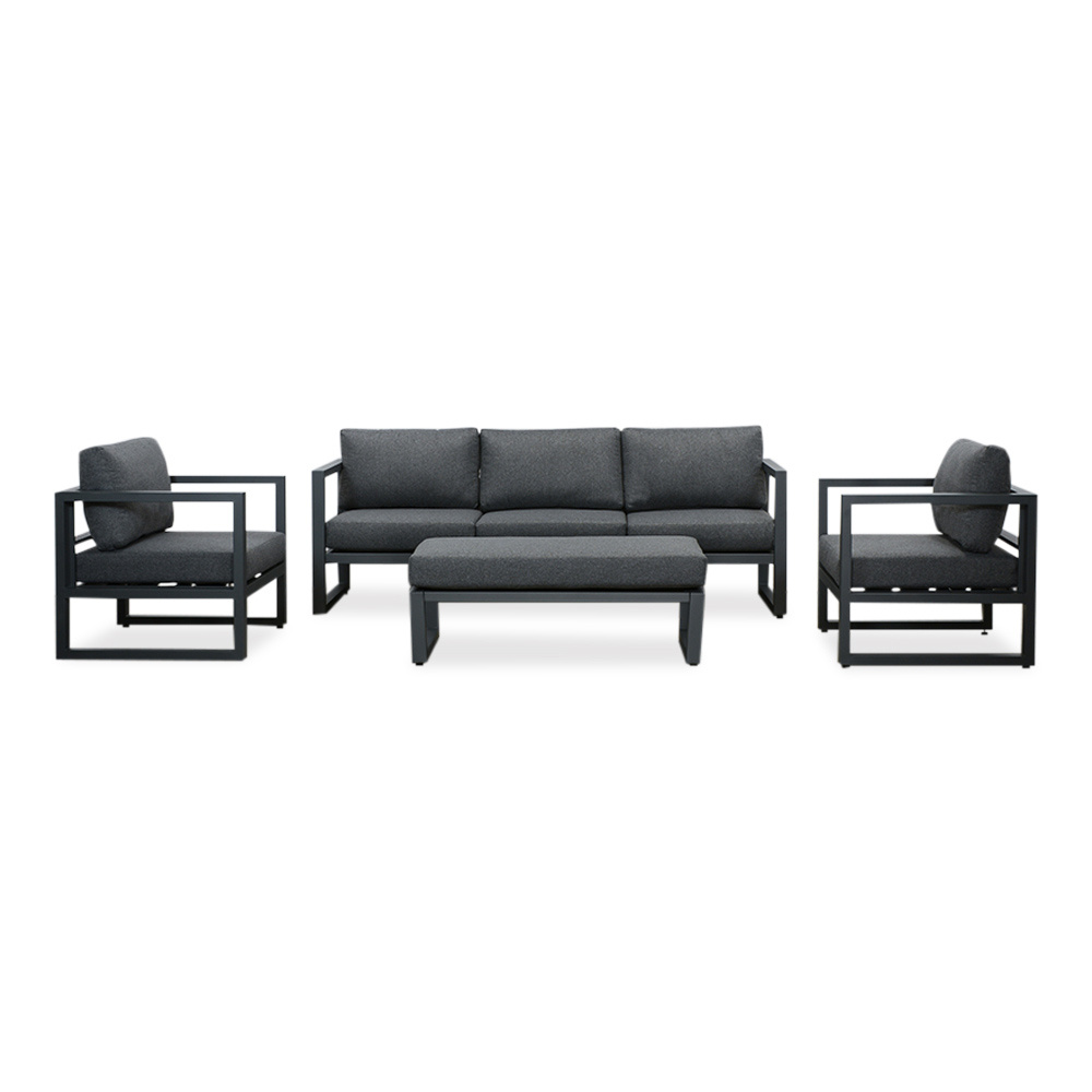 Cordoba stoel-bank loungeset 5 personen | aluminium | antraciet | 4-delig
