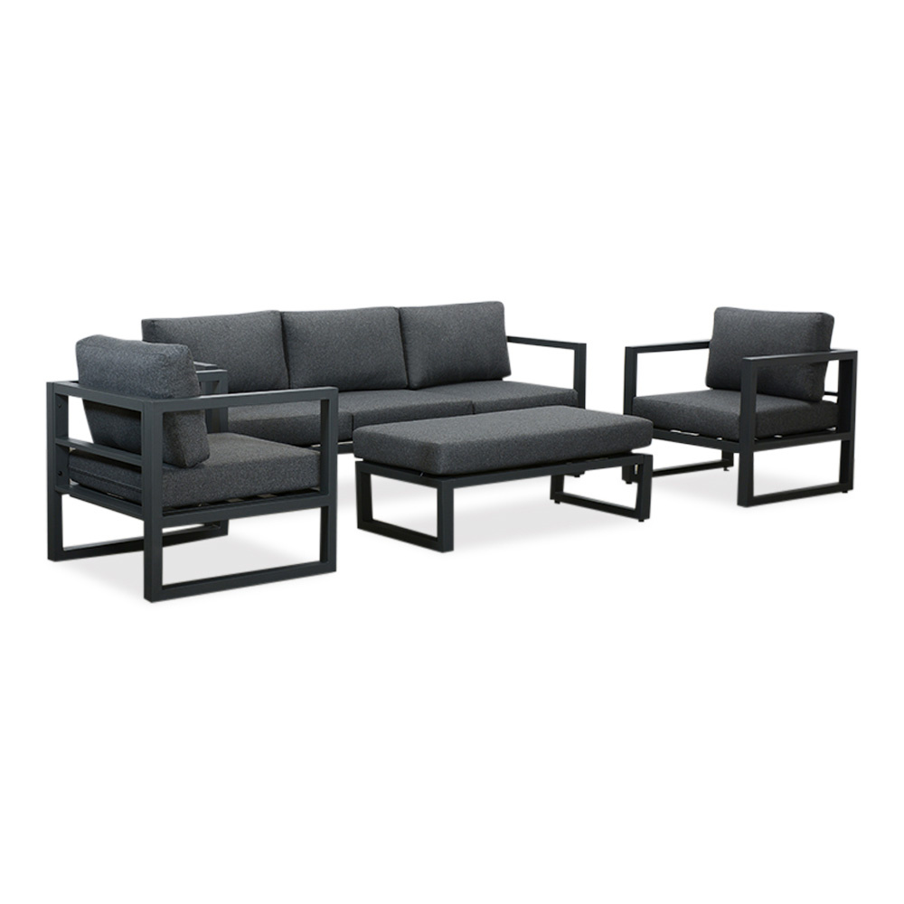 Cordoba stoel-bank loungeset 5 personen | aluminium | antraciet | 4-delig