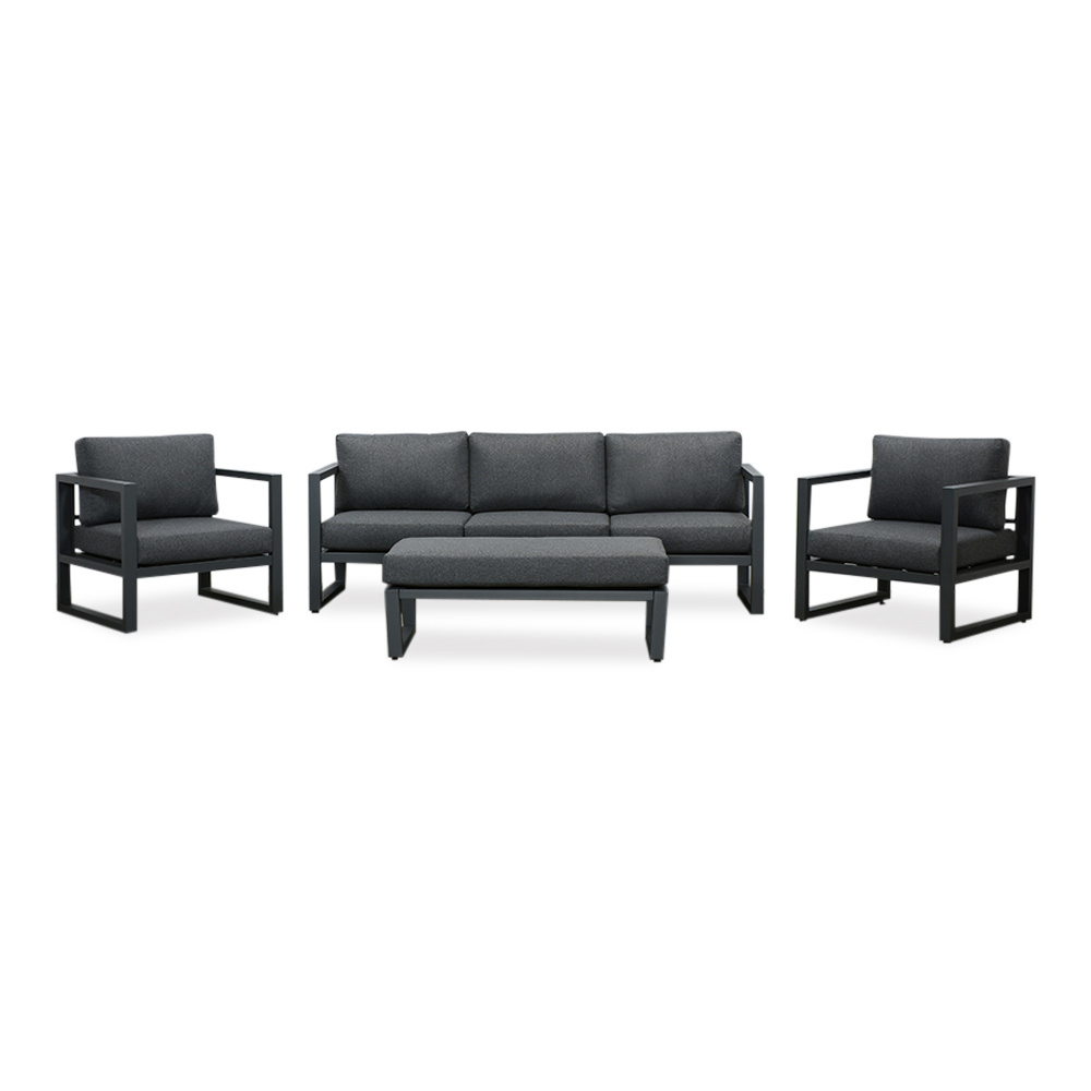 Cordoba stoel-bank loungeset 5 personen | aluminium | antraciet | 4-delig
