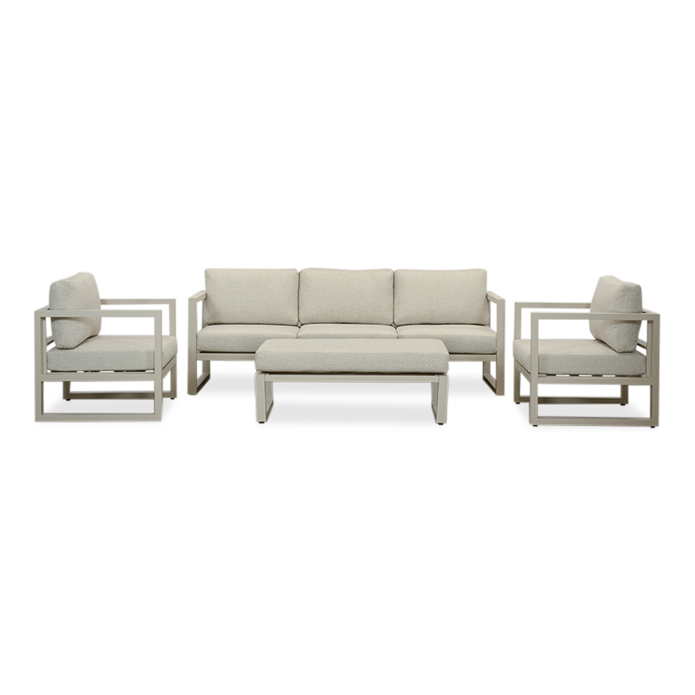 Cordoba stoel-bank loungeset 5 personen | aluminium | beige | 4-delig