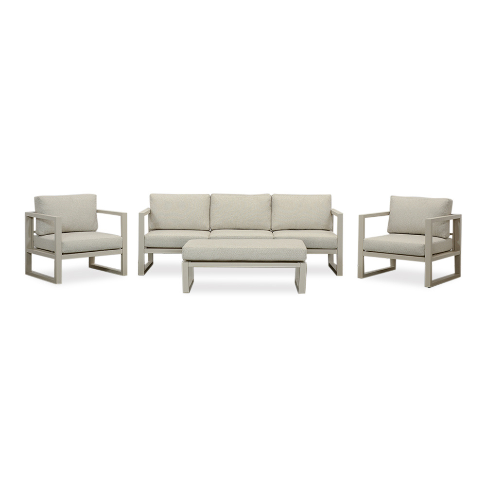 Cordoba stoel-bank loungeset 5 personen | aluminium | beige | 4-delig