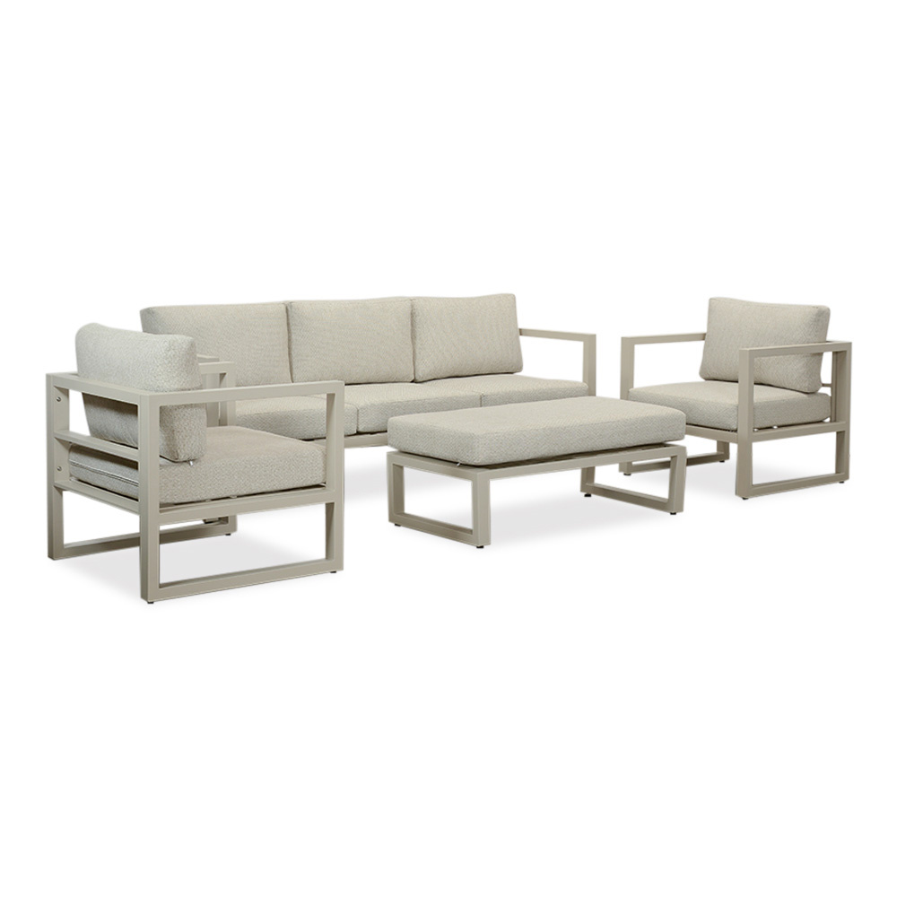Cordoba stoel-bank loungeset 5 personen | aluminium | beige | 4-delig