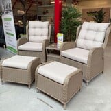 Glasgow lounge balkonset - verstelbaar 2 personen | wicker + aluminium | Royal Sand | 4-delig