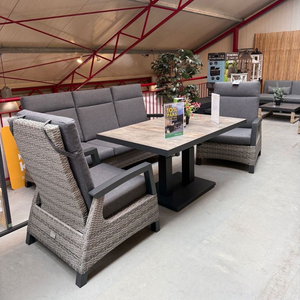 Prato Brick relax tuinset 2-delig | aluminium + wicker | verstelbaar | grijs