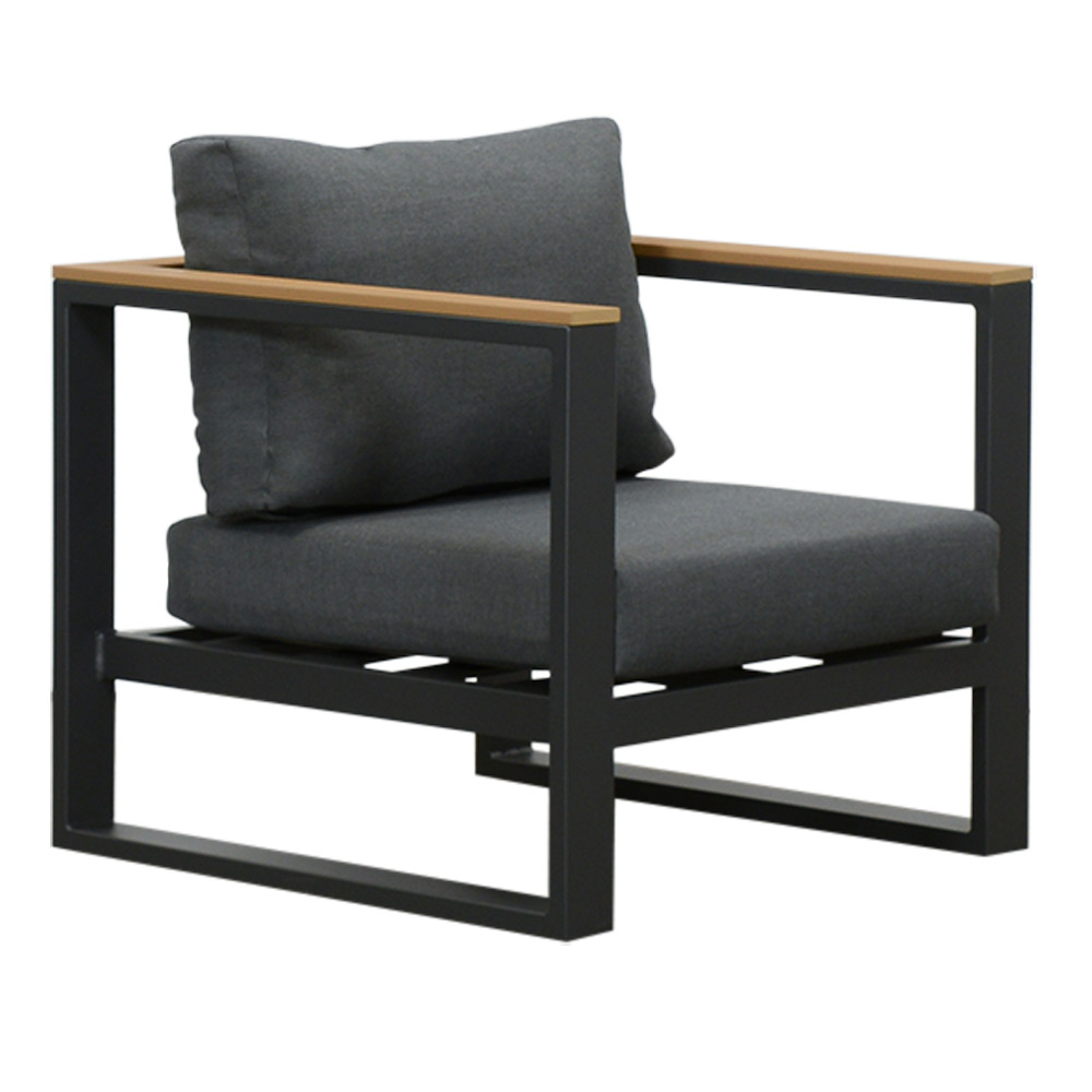 Nebraska stoel-bank loungeset 5 personen | aluminium + polywood | antraciet | 5-delig